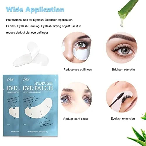 100 Pairs V-Shaped 100% Natural Eyelash Extension Under Eye Gel Pads Kit, Hydrogel Eye Patches with Collagen & Aloe Vera, ...
