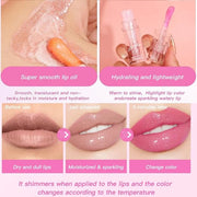 Magic Color Changing Lip Oil, 2024 New Warm Change Moisturizing Lip Gloss Hydrating Lip Oil, New Upgraded Magic Big Brush ...