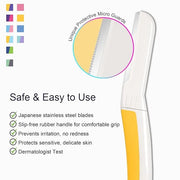 Face Razors for Women, Reusable Handle with 19 Microblades, Dermaplane Razor for Women Face, Eyebrow & Facial Razors, Peac...