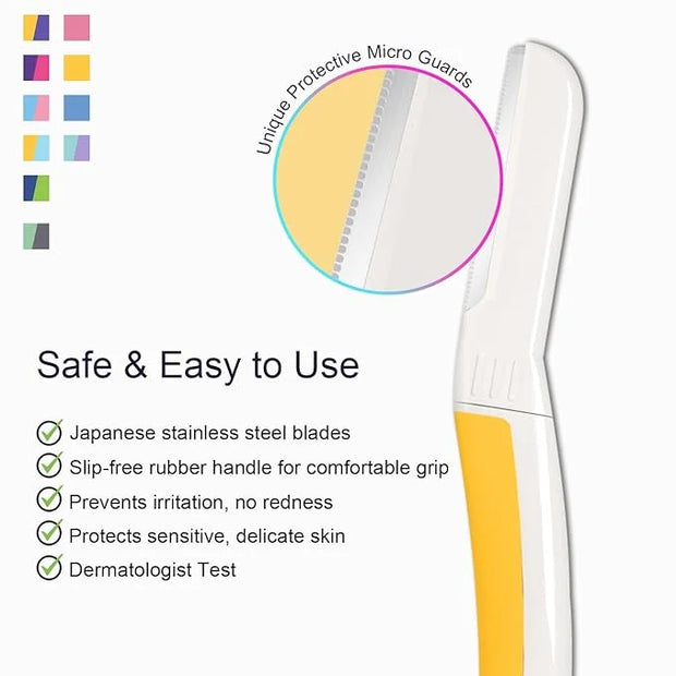 Face Razors for Women, Reusable Handle with 19 Microblades, Dermaplane Razor for Women Face, Eyebrow & Facial Razors, Peac...