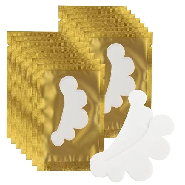 100 Pair Set Eye Gel Pads For Eyelash Extensions Lint Free Patches Beauty Tools (Gold) - Product Image
