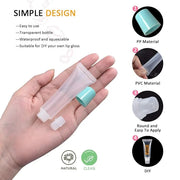 AMORIX 50PCS 10ml Lip Gloss Tubes Clear Empty Lip Balm Containers with Blue Cap Refillable Soft Cosmetic Squeeze Tubes for...