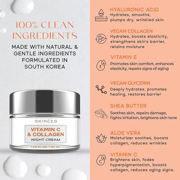 Korean Vitamin C & Collagen Face Moisturizer - Dermatologist Tested, Tightening- Anti-Aging, Clean Beauty, Cruelty-Free Sk...