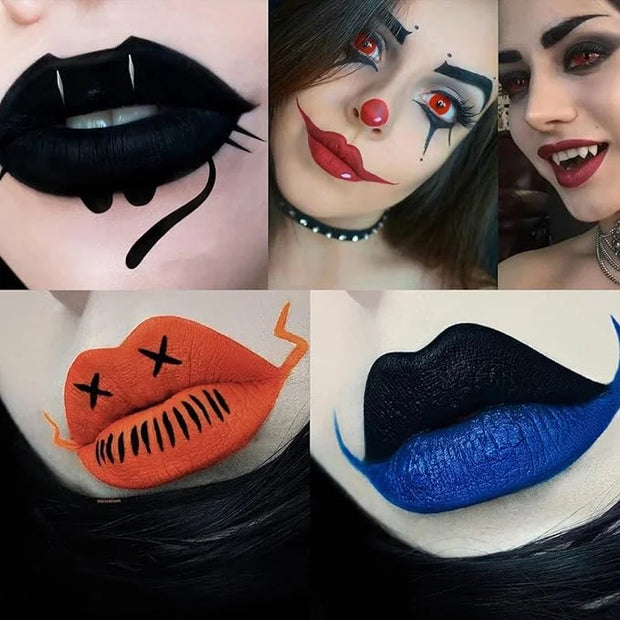 4PCS Halloween Matte Liquid Lipstick Lip Kit,24 Hour Long Lasting Red Lipgloss,Waterproof Smudge Proof Matte Lip Glaze,Got...
