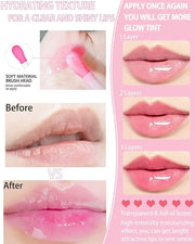 Hydrating Plumping Lip Glow Oil,Shine Tinted Lip Gloss,Glow Reviver Lip Oil,Long Lasting Moisturizing Clear Lip Plumper Oi...