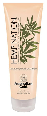 Australian Gold Hemp Nation Sparkling Citrus & Champagne Bundle - Tan Extender Body Lotion (18 FL Oz) & Body Wash (8 FL Oz...