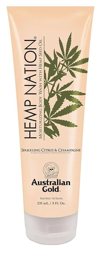 Australian Gold Hemp Nation Sparkling Citrus & Champagne Bundle - Tan Extender Body Lotion (18 FL Oz) & Body Wash (8 FL Oz...