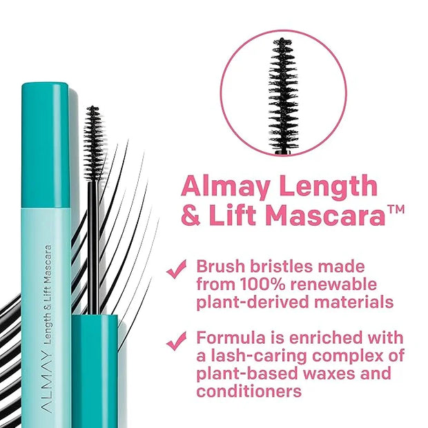 Almay Lengthening Mascara, Volume & Lift, Eye Makeup, Hypoallergenic and-Fragrance Free, 040 Waterproof Black, 0.24 fl oz....