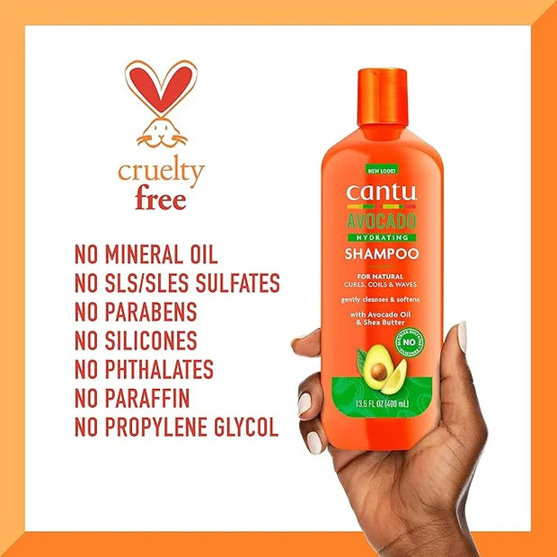 Cantu Avocado Hydrating Sulfate-free Shampoo with Pure Shea Butter, 13.5 oz (Pack of 2) - Product Image