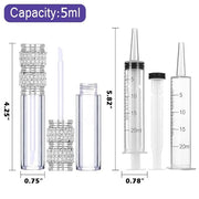 AMORIX 24 Pack 5ml Lip Gloss Tubes with Wand Pearl Style Lip Gloss Containers Lipgloss Bottles with 2pcs Syringes + Labels...