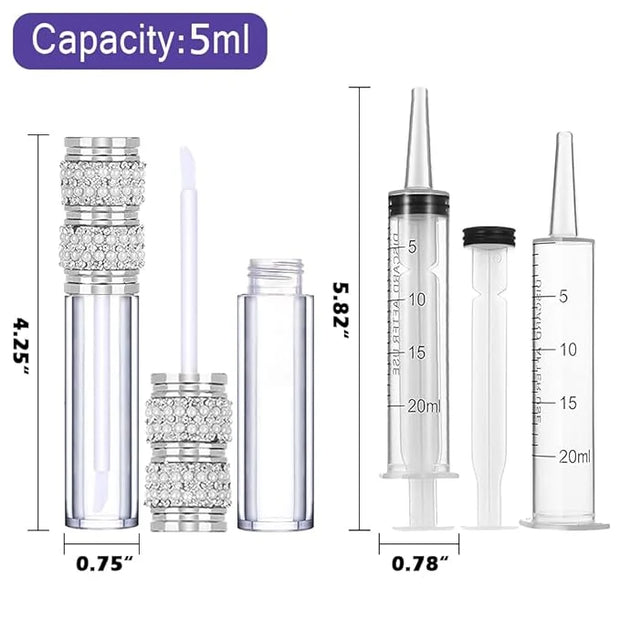 AMORIX 24 Pack 5ml Lip Gloss Tubes with Wand Pearl Style Lip Gloss Containers Lipgloss Bottles with 2pcs Syringes + Labels...
