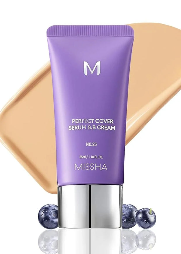MISSHA M PERFECT COVER SERUM BB CREAM No.25 Warm Beige - Medium with Warm Undertone, Skin Tint, Tinted Moisturizer, Skin C...