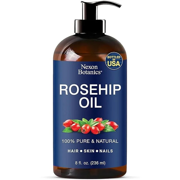 Rosehip Oil for Face 8 fl oz - Rosehip Seed Oil for Gua Sha, Massage, and Skin Care - Aceite de Rosa Mosqueta - Nexon Bota...