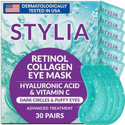 Stylia Under Eye Patches for Puffy Eyes and Dark Circles (30 Pairs) - Marine Collagen Under Eye Mask with Retinol, Vitamin...