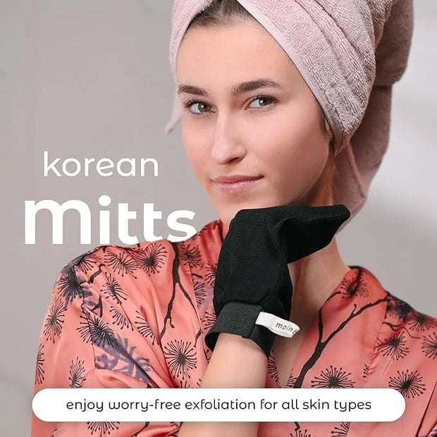 MainBasics Korean Exfoliating Mitts - Deep Body Scrubber Exfoliator Gloves for Dead Skin, Spray Tan Removal, Keratosis Pil...