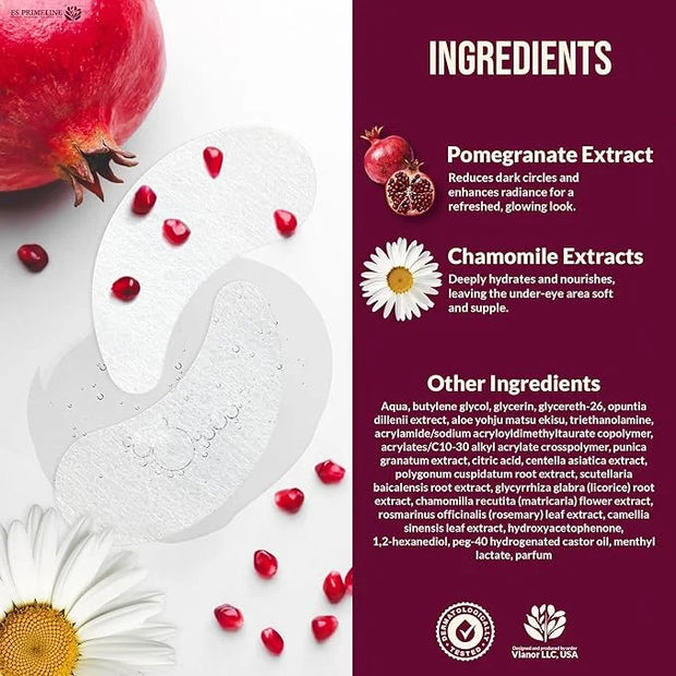 Under Eye Patches Booster Pomegranate &10ml Serum –12 Pairs for Puffy Eyes Dark Circles Eye Bags Anti-Wrinkle Collagen Ret...