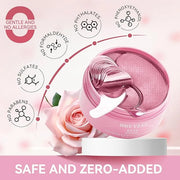 BREYLEE Pink Rose Eye Mask– 60 Pcs - Puffy Eyes and Dark Circles Treatments – Look Younger and Reduce Wrinkles and Fine Li...