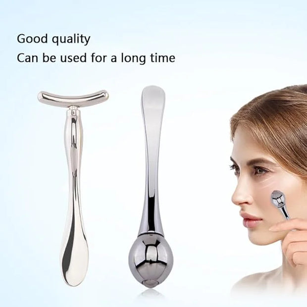 BetterJonny 3Pcs Metal Eye Cream Applicator Roller Wand Stick, Cosmetics Spoon Eye Cream Massager Wand Girls Women Facial ...