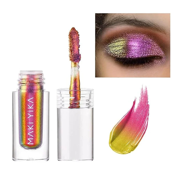 MAKI YIKA Glitter Eyeshadow Rose Pink Liquid Multichrome Eyeshadows Long Lasting, Metallic Chameleon Eye Shadow Smudgeproo...