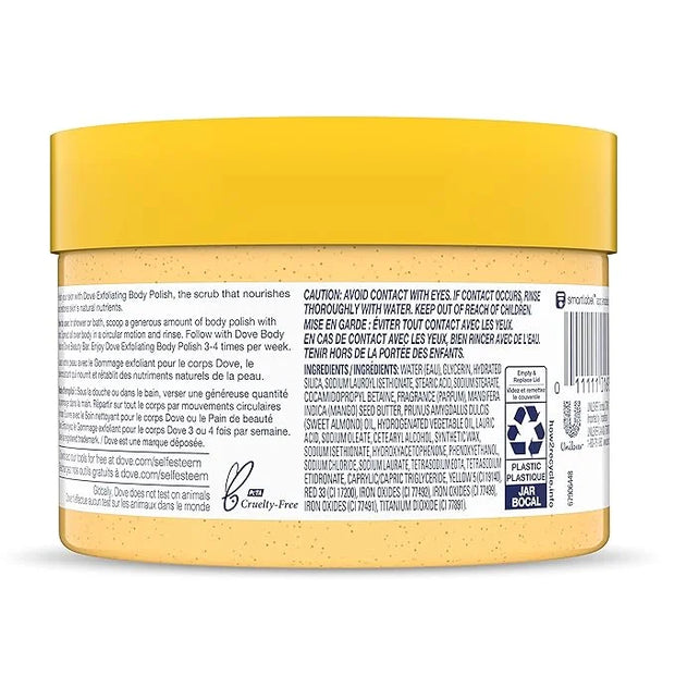 Dove Exfoliating Body Polish Body Scrub Crushed Almond and Mango Butter 4 Count Exfoliating Scrub for Dry Skin Gently Exfo...