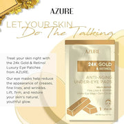 AZURE 24K Gold & Retinol Anti Aging Under Eye Patches - Firming, Restoring & Deeply Hydrating Eye Mask - Reduces Fine Line...