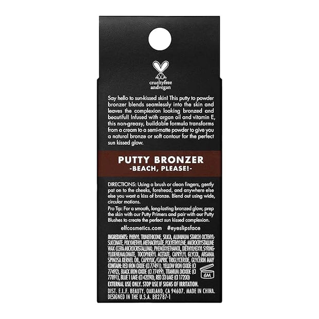 e.l.f. Putty Bronzer, Creamy & Highly Pigmented Formula, Creates a Long-Lasting Bronzed Glow, Infused with Argan Oil & Vit...