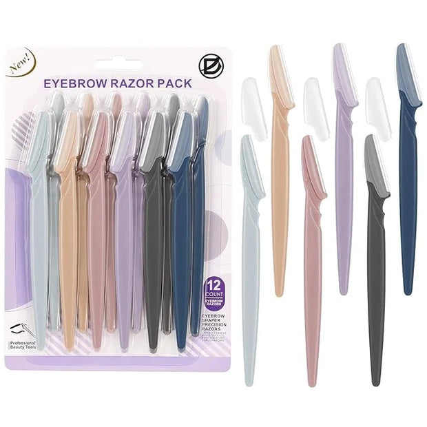 D 12 PCS Eyebrow Razor,Dermaplane Razor,Face Razors for Women,Dermaplaning Tool for Face,3 Colors Facial Hair Shavers with...