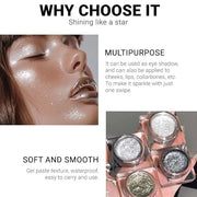 Single Glitter Eyeshadow, Shimmer Eyeshadow Palette, Korean Eye Glitter Makeup, Ultra-Blendable, Sparkle Silver Eye Shadow...