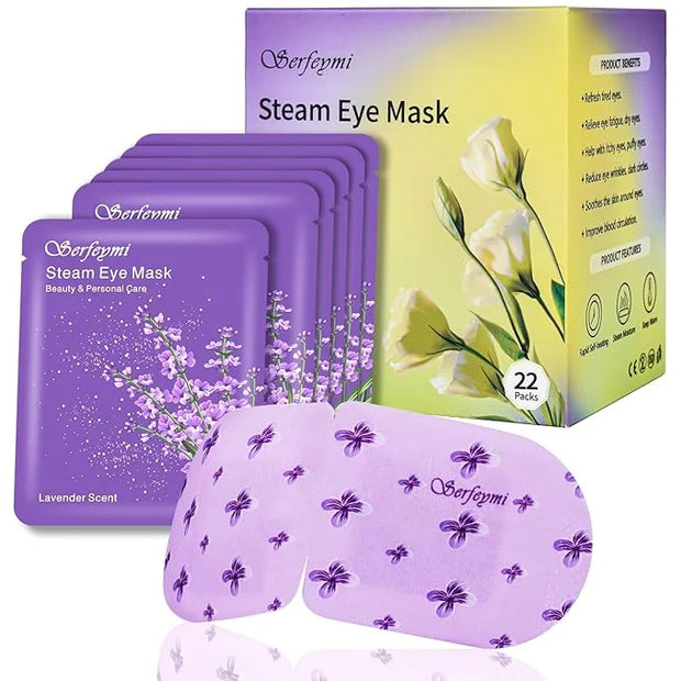 Serfeymi 22 Packs Steam Eye Mask-Disposable Cornea Care Rest Self Heating Eye Mask,Warm Eye Compresses for Dry Eyes,Sleep,...