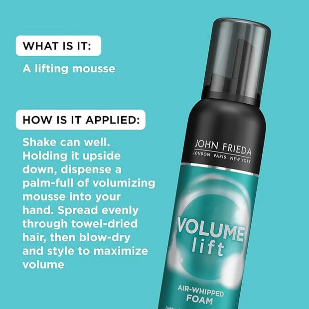 John Frieda Volume Lift Air Whipped Foam, Volumizing Hair Mousse with Air-Silk Technology for Fine or Flat Hair, Adds Last...