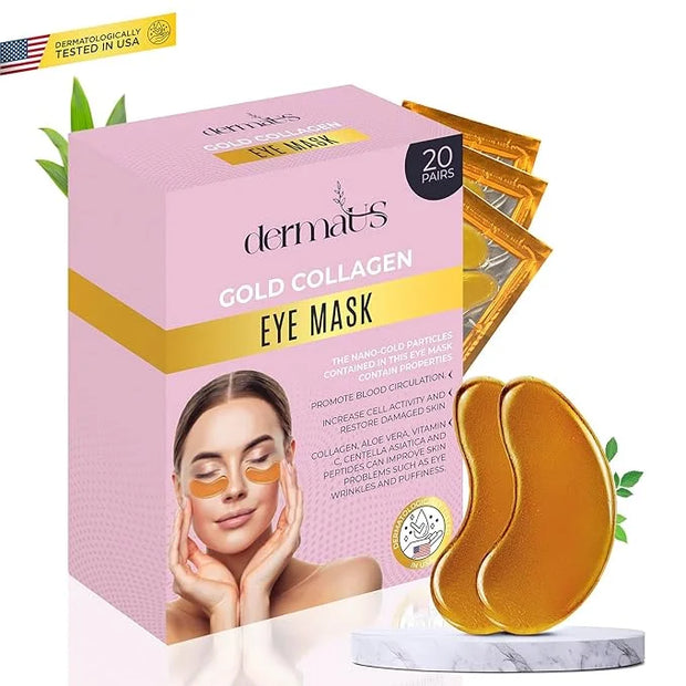 Under Eye Patches for Dark Circles & Puffiness – 20 Pairs with Collagen, Aloe & Gold – Anti-Wrinkle Eye Masks for Women – ...