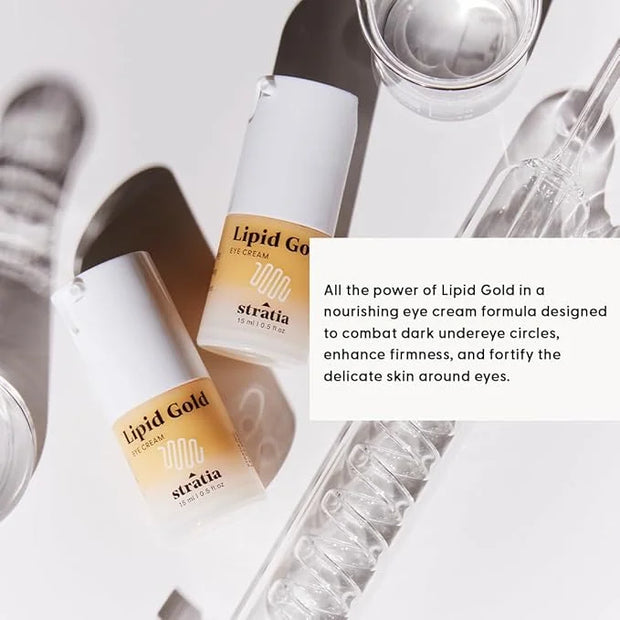 Stratia Lipid Gold Eye Cream Moisturizer and Anti-Aging Skincare for Dark Circles, Fine Lines, Wrinkles, and Under-Eye Bri...