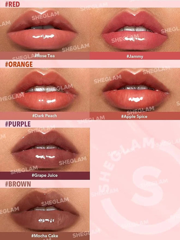 SHEGLAM Glaze Daze Lip Gloss Shiny Tinted Lip Gloss High Gloss Finish Plumping Lip Care Nourishing Not Easy to Fade Liquid...