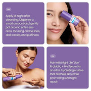 Beauty Night Life Eye Serum Live Probiotic + Hyaluronic Acid Hydrating Skin-Nourishing Overnight Serum Treatment for Dry S...