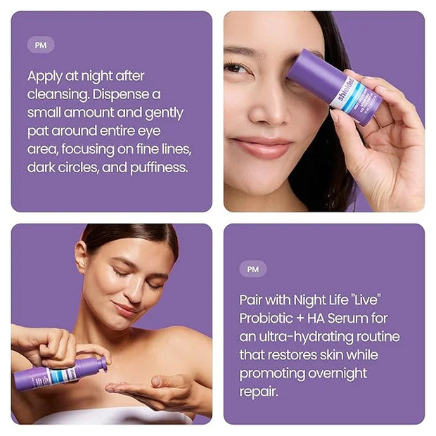Beauty Night Life Eye Serum Live Probiotic + Hyaluronic Acid Hydrating Skin-Nourishing Overnight Serum Treatment for Dry S...