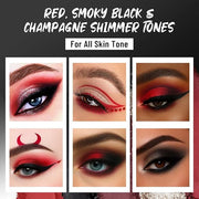 Red Eyeshadow Palette with Mirror Sliver Red Black Tones Matte Shimmer 6 Colors Mini Eye Shadow Pallet Travel Size Highly ...