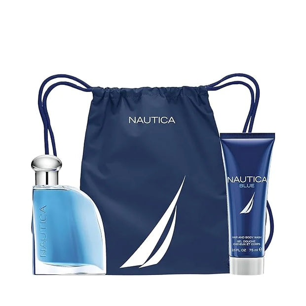 Nautica Blue Men's 3 pc. Eau de Toilette, Body Wash and Toiletry Bag Holiday Gift Se - Product Image