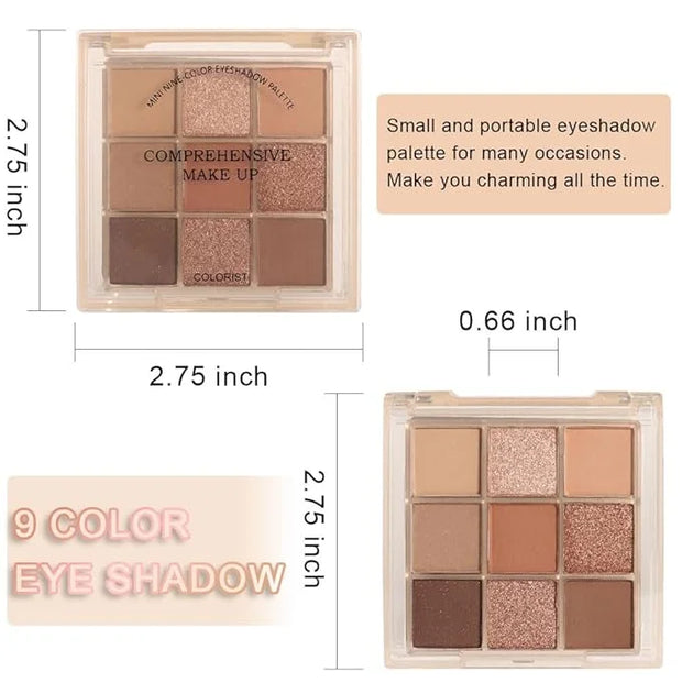 9 Colors Colorful Eyeshadow Palette Makeup,Rose Gold Brown Nude Matte Shimmer Neutral Eye Shadow Powder Palette,Highly Pig...