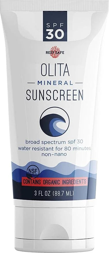 Olita Mineral Sunscreen SPF 30 Lotion - Fragrance Free - 3 oz - Broad Spectrum, Chemical Free, All-Natural, Reef Safe, Org...