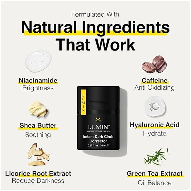 Lumin Instant Dark Circle Corrector for Men (Not A Concealer), Reduce The Look of Dark Circles, Puffiness, Under Eye Men M...