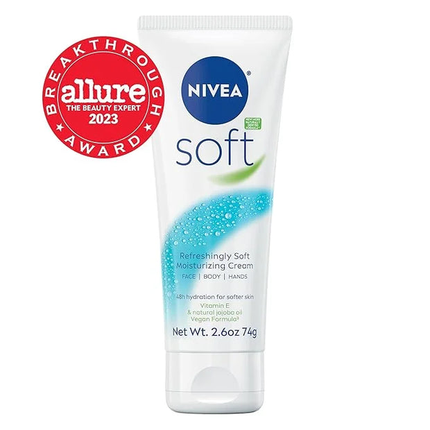 NIVEA Soft Refreshingly Soft Moisturizing Cream, Lightweight Moisturizer for Face, Body and Hands, Body Cream Enriched wit...