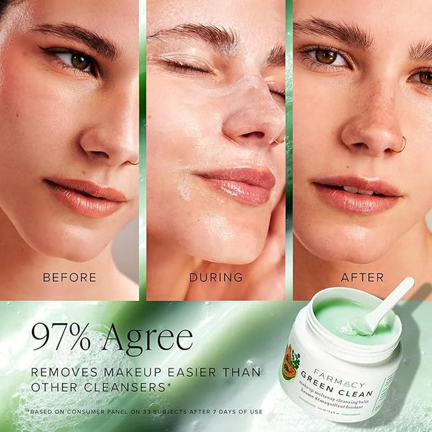 Farmacy Ceramide Face Moisturizer + Cleansing Balm Duo - Travel Size Skin Care Set with Green Clean Makeup Remover Balm + ...