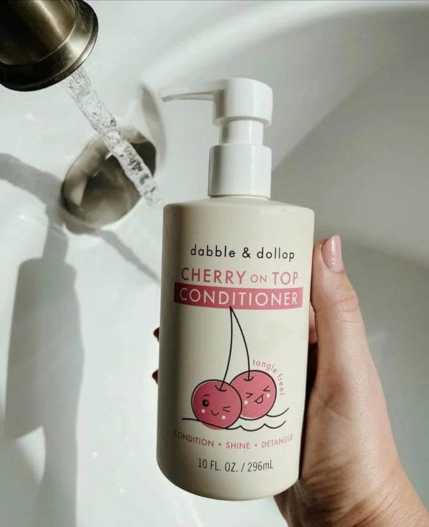 Dabble & Dollop Cherry on Top Conditioner - Natural Shine & Detangler for Kids, 100% USA-made, Paraben & Sulfate Free, Veg...