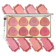8 Colors Blush Palette, Smooth Blendable Powder Blush, Buildable Facial Cheek Blusher, Matte Blush Palette Makeup For Wome...
