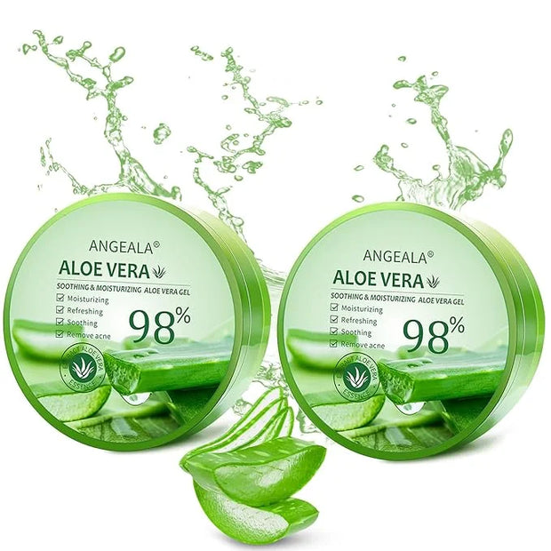 Organic Aloe Vera Gel for Face Made within 12 Hours of Harvest, 98% Pure Aloe Vera Gel for Skin, Scalp, & Hair, Soothing A...
