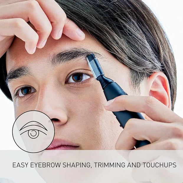 Panasonic Facial Hair Trimmer for Sensitive Skin, Unisex Detailer with Flexible Head, Gentle on Acne, Includes 2 Eyebrow A...