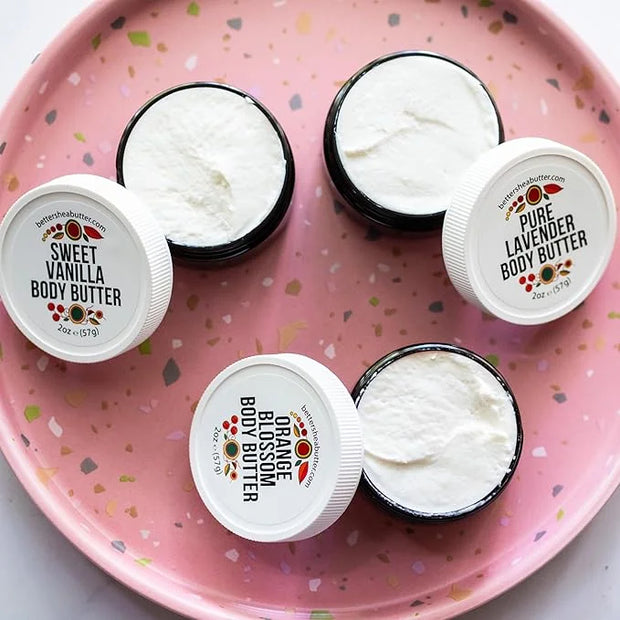 Travel Size Body Butter Set w/Orange Blossom, Lavender & Sweet Vanilla Body Creams - TSA Approved Travel Size Products, Mi...