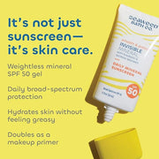Seaweed Bath Co. Smooth & Protect Invisible Mineral SPF 50 Zinc Oxide Face Sunscreen Gel, 1.7 Oz., Unscented Lightweight F...