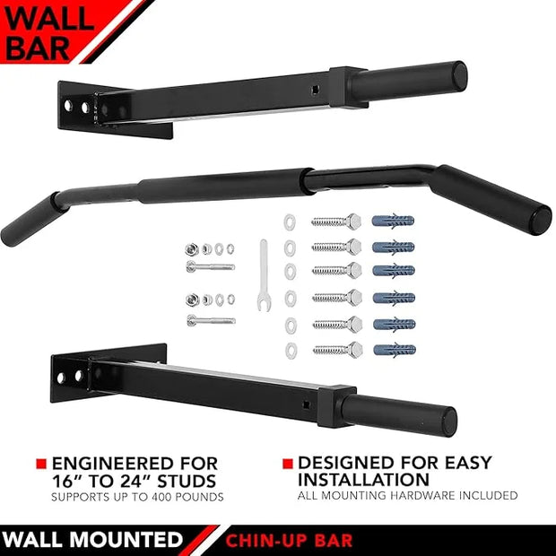 JFIT Wall Mounted Chin-Up Bar with Padded Foam Grips 400 LB - Product Image