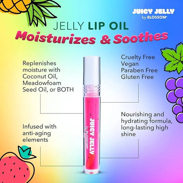 Blossom Scented Roll on Lip Gloss and Juicy Jelly Moisturizing Lip Care Nourishing Lip Oil, 2 Pack, Strawberry - Product I...